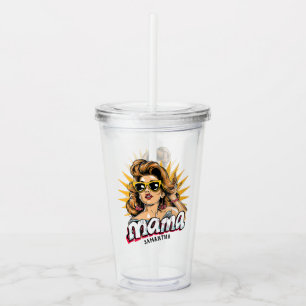 Verre En Acrylique Pop Mama Retro Personnalisé Art 1