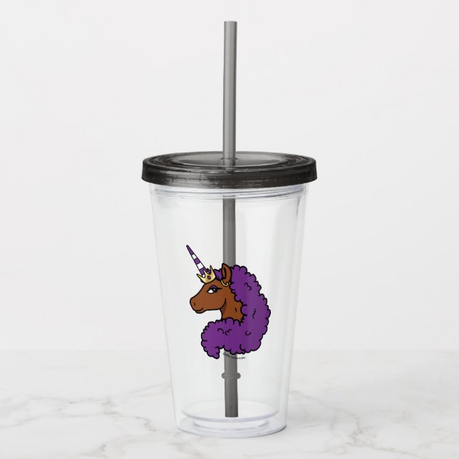 Verre En Acrylique Purple Afro Unicorn (Devant)