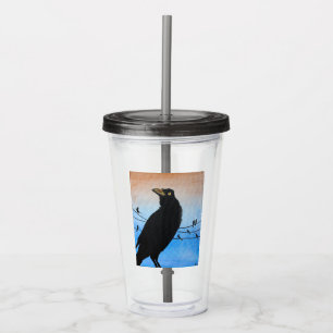 Verre En Acrylique Quiscale Austin Texas Oiseau Nature Faune Peinture
