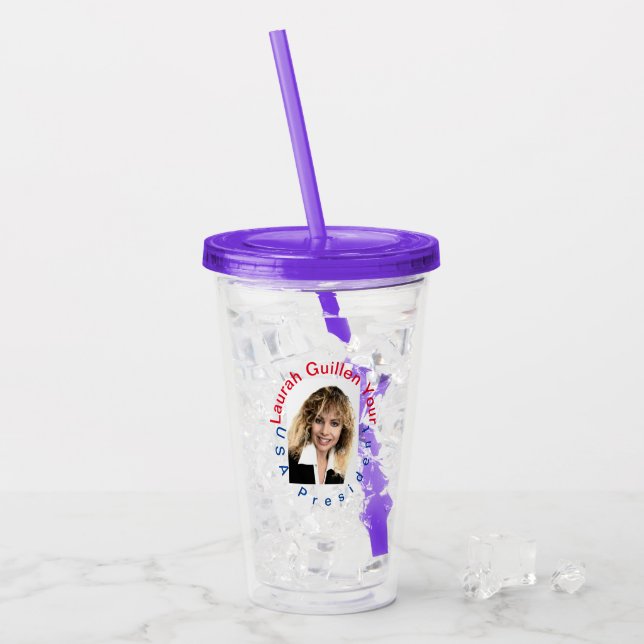 VERRE EN ACRYLIQUE #REALUSAPRESIDENTLAURAHGUILLEN (Devant glace)
