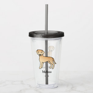 Verre En Acrylique Récupérateur Labrador Jaune Avec Nom Personnalisé