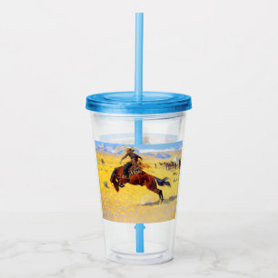 Verre En Acrylique Remington Old West Horse et Cowboy