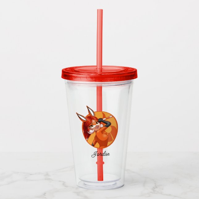 Verre En Acrylique Rena Rouge Orange Badge (Devant)