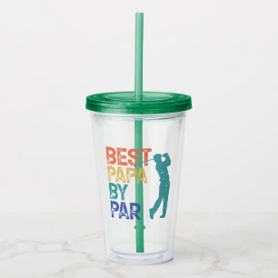 Verre En Acrylique Retro Golfer - Meilleur Papa Par Par