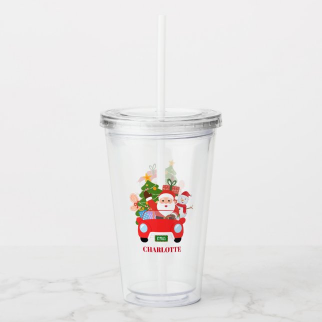 Verre En Acrylique Retro Jingle And Mingle Christmas Santa Red (Devant)