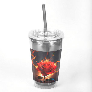 Verre En Acrylique Rose brûlant - La passion rencontre la destruction
