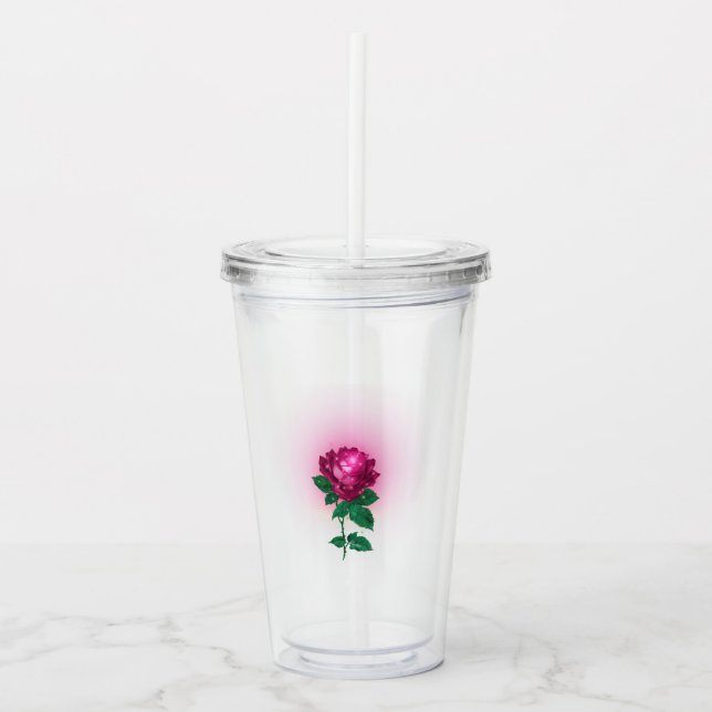Verre En Acrylique Rose rouge de Bourgogne iridescendante (Devant)