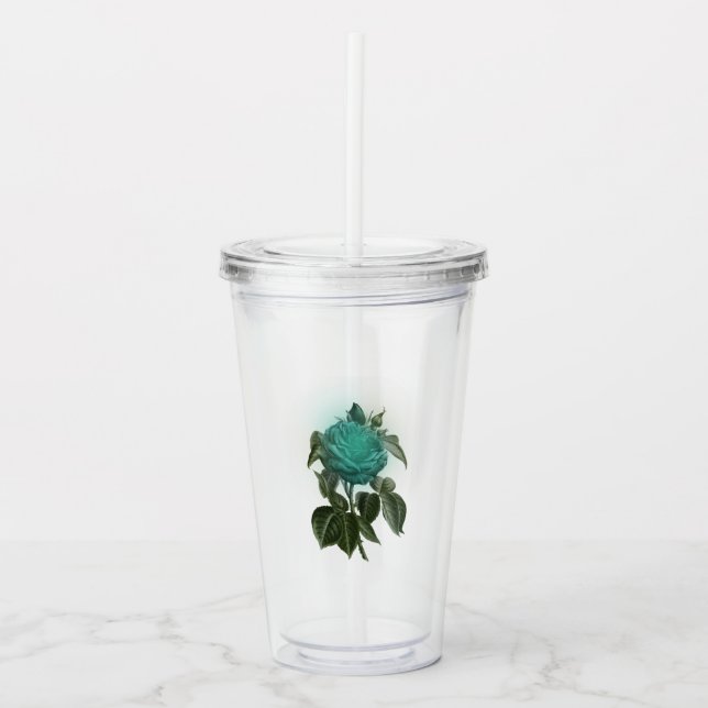 Verre En Acrylique Rose vintage Turquoise (Devant)