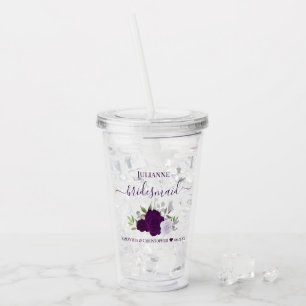 Verre En Acrylique Roses Boho violet Élégant Mariage Bridesmaid
