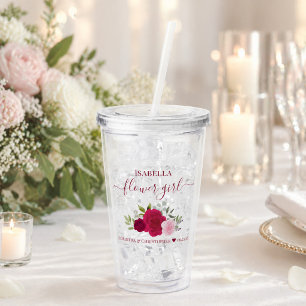 Verre En Acrylique Roses rose magenta Élégant Fleur Mariage