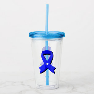 Verre En Acrylique Ruban de sensibilisation bleu Coeur blanc