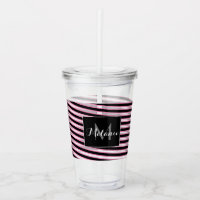 Ruban en spirale noir rose Monogramme personnalisé