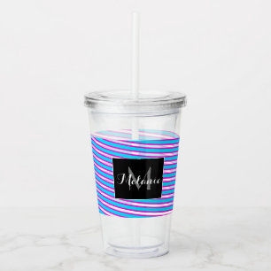 Verre En Acrylique Rubans de spirale néon personnalisés avec monogram