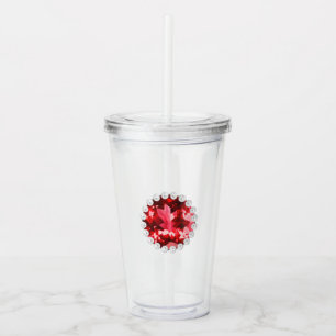 Verre En Acrylique Ruby Gemstone et Pearls