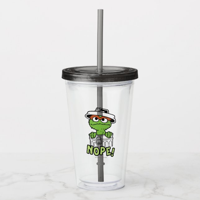 Verre En Acrylique Rue Sésame | Oscar le Grouch Nope! (Devant)