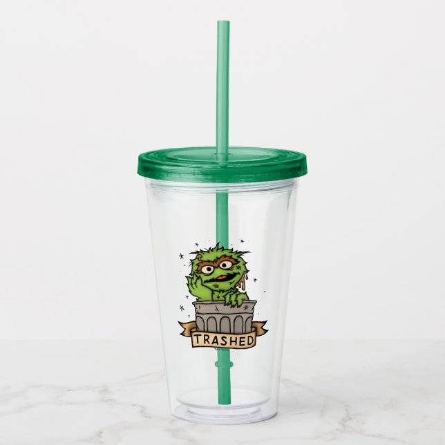 Verre En Acrylique Rue Sésame | Oscar the Grouch Trashed (Devant)