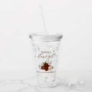 Verre En Acrylique Rust Orange Roses Élégant Fleur Mariage