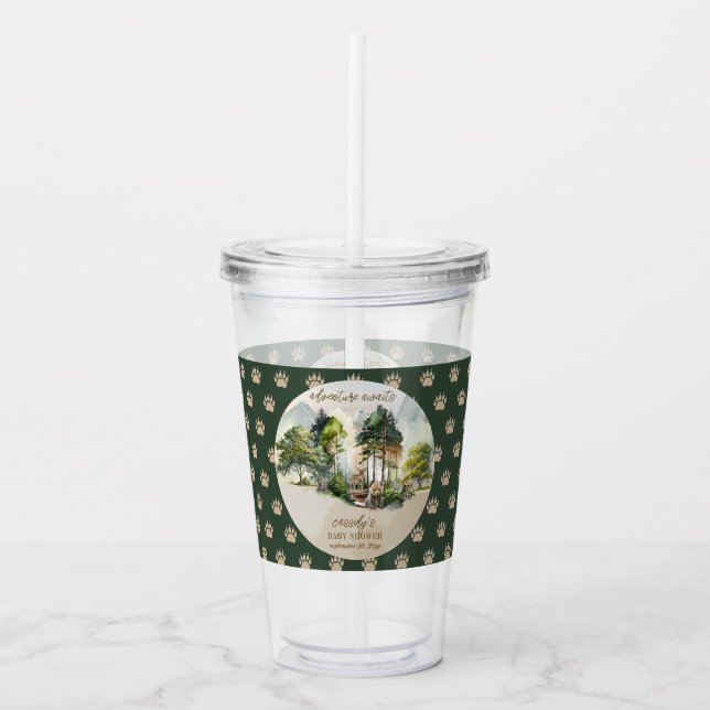 Verre En Acrylique Rustic Woodland Adventure Attend Boy Baby shower (Devant)