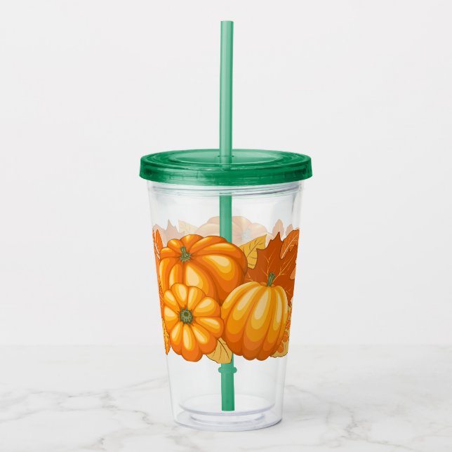 Verre En Acrylique Saison d'automne Halloween Citrouille Motif (Devant)