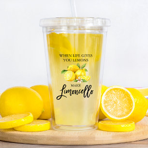 Verre En Acrylique Script de brosse moderne Aquarelle Lemons Limoncel