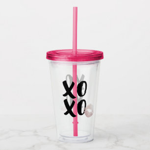 Verre En Acrylique Script Flirty Black XOXO avec Rose Gold Lips Kiss