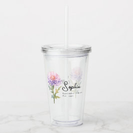 Verre En Acrylique Septembre Mois de naissance Aster personnalisé