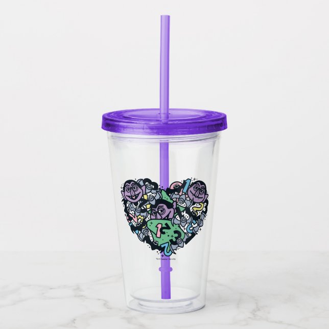 Verre En Acrylique Sésame Sésame | Comte von Count Doodle Heart (Devant)