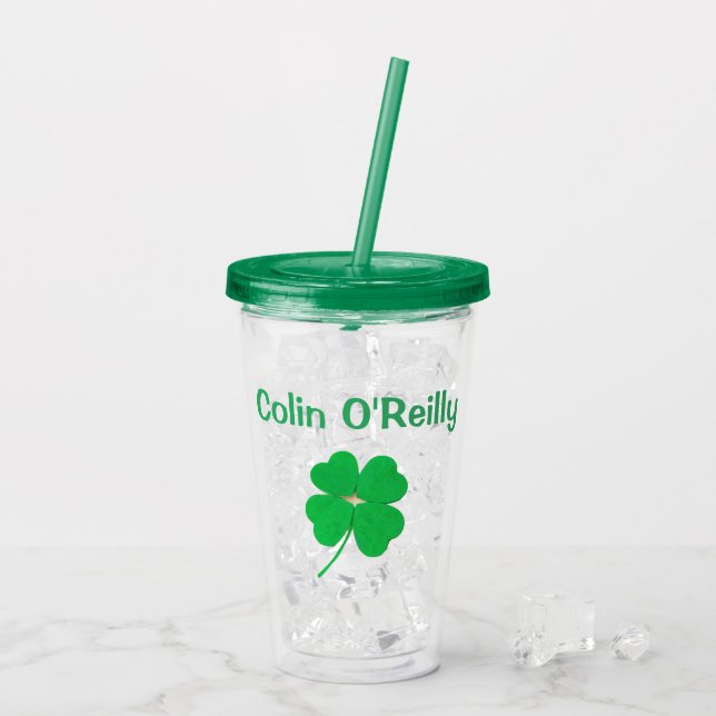 Verre En Acrylique Shamrock Green St. Patricks Day (Nom) 4Colin (Dos glace)