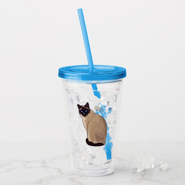 Verre En Acrylique Siamese cat cartoon (Devant glace)