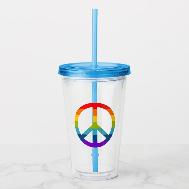 Verre En Acrylique Signe de paix arc-en-ciel (Devant)