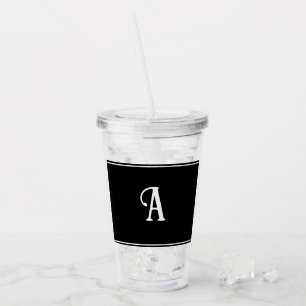 Verre En Acrylique Simple et élégant Noir et Blanc Personnalisé initi