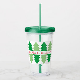 Verre En Acrylique Simple Rouge Joyeux Noël Green Tree Design