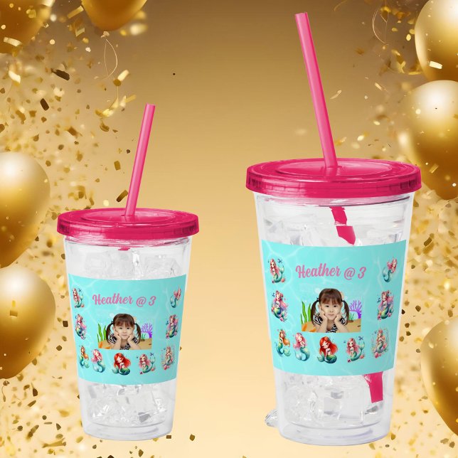 Verre En Acrylique Sirènes Acrylique Tumbler Anniversaire Favoriser (Créateur téléchargé)
