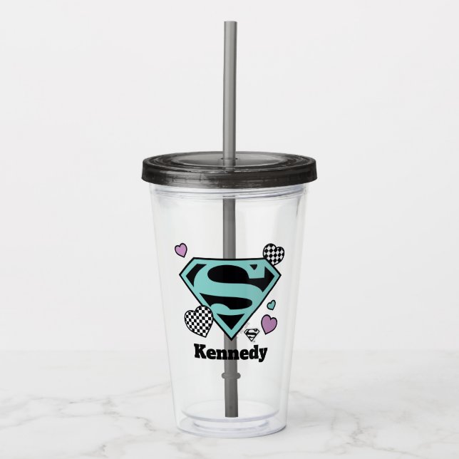 Verre En Acrylique Skater Girl Supergirl Coeurs S-Shield (Devant)