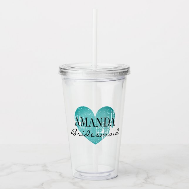Verre En Acrylique Soirée d'accueil turquoise personnalisée (Devant)