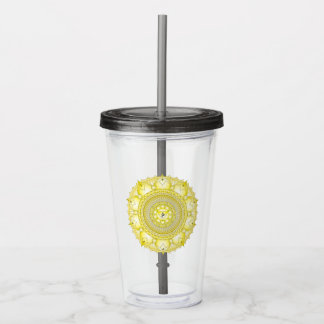 Verre En Acrylique Solaire Plexus Chakra Yellow Mandala Tumbler