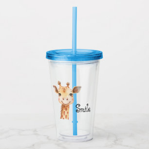 Verre En Acrylique Sourire de girafe heureux