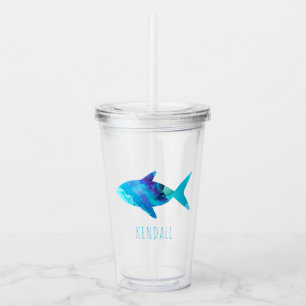 Verre En Acrylique Sous l'Océan Mer Aquarelle rouge Poisson bleu