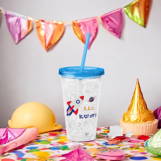 Verre En Acrylique Space Rocket Blast Off Kids Astronaut (Créateur téléchargé)