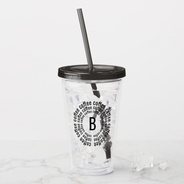 Verre En Acrylique Spirale moderne branchée de café | Monogramme (Devant glace)