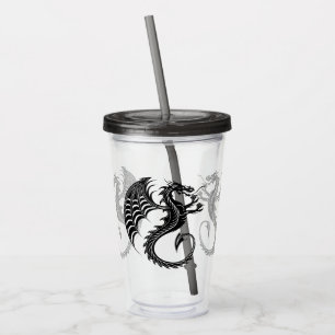 Verre En Acrylique Style de tatouage en forme de dragon noir