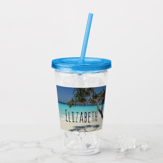 Verre En Acrylique Sunny Tropical Beach Ocean Paradise (Dos glace)