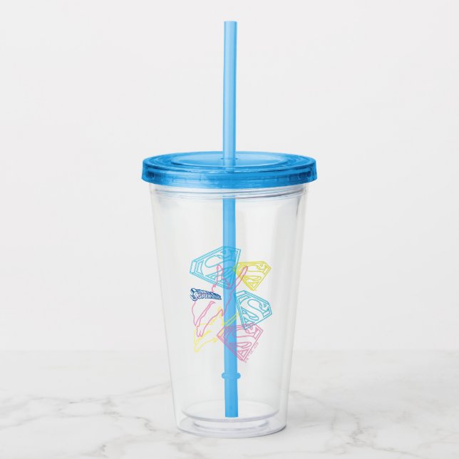 Verre En Acrylique Supergirl et logo en couleurs (Devant)