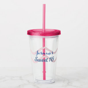 Verre En Acrylique Sweet 16 Pink Pearl Parties scintillant Party