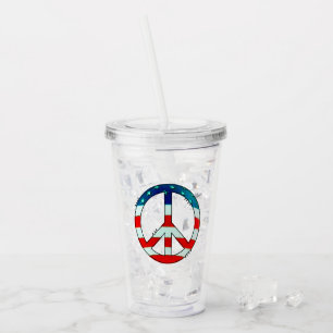 Verre En Acrylique Symbole de paix du drapeau américain Grunge