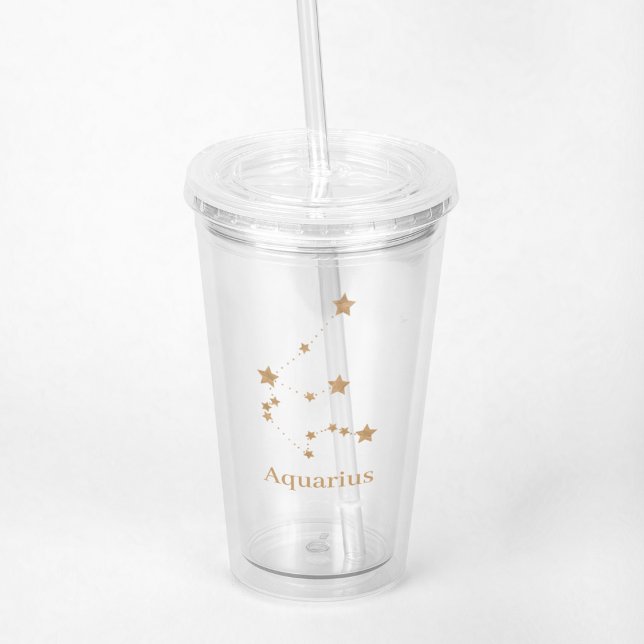 Verre En Acrylique Symbole moderne Zodiac Gold Aquarius | Air de l'él (Créateur téléchargé)