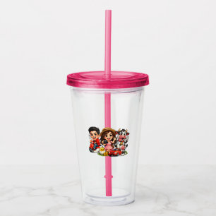 Verre En Acrylique Tasse amis et vache de caricature de dessin animé