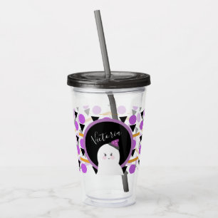 Verre En Acrylique Tasse en acrylique violette fantôme Halloween mign