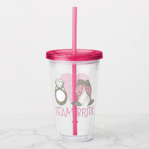 Verre En Acrylique Team Bride Champagne Rose Mariage Diamond Ring