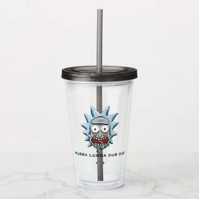 Verre En Acrylique Tête Pixelette Rick Drooling (Devant)